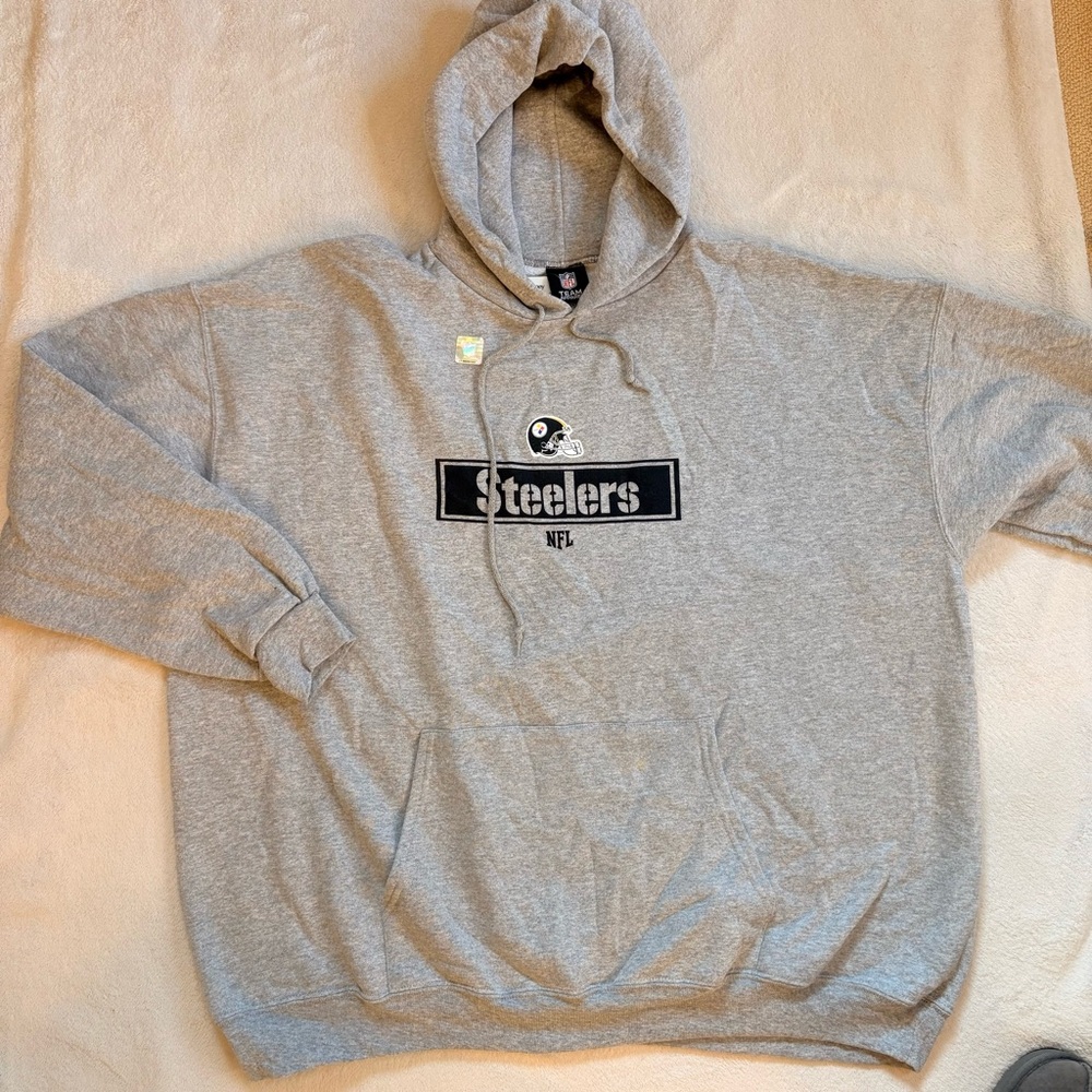 NFL Team Apparel NWT Pittsburgh Steelers Gray Pullover Hoodie Sweatshirt Sz 2XL